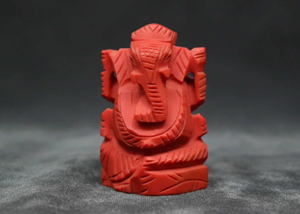 Red Coral Lord Ganesha Idol