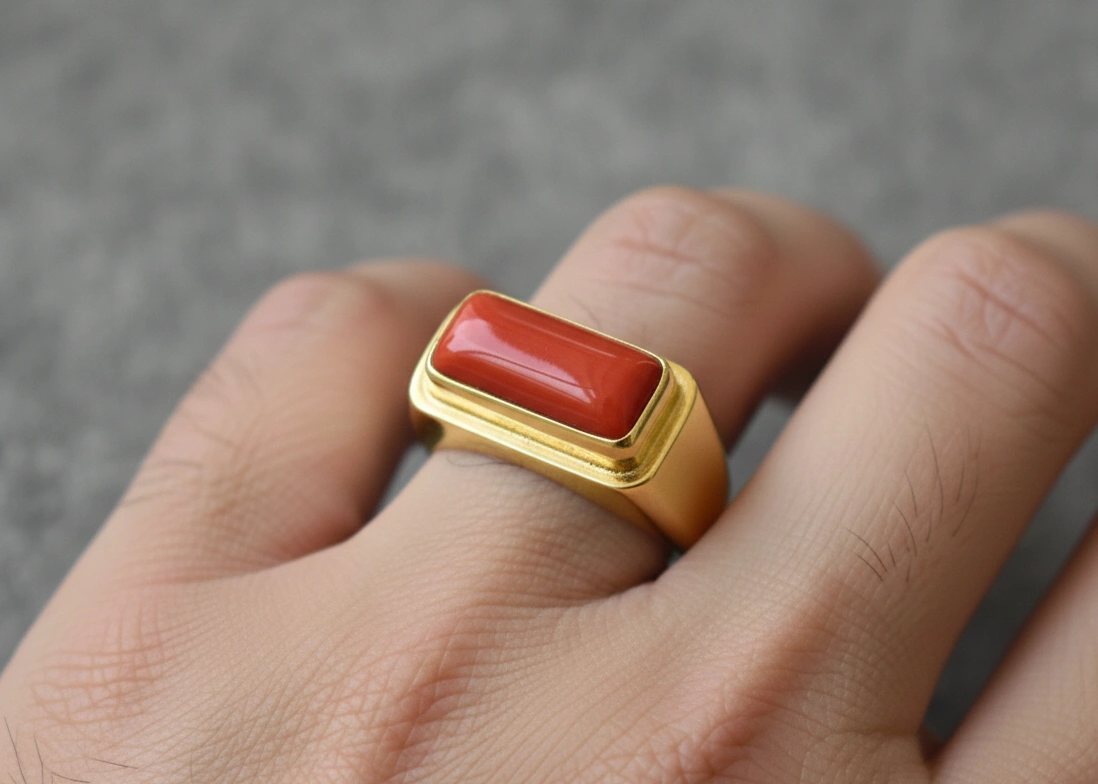 Red Coral Natural Moonga Stone